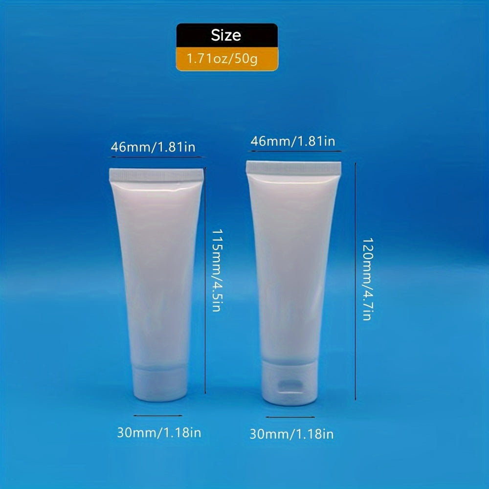 100pcs, 1.7oz Cosmetic Squeeze Tubes for Shampoo, Body Wash, Hand Cream, Paint, Disinfectant, Sanitizing Gel, Travel Refill Containers, White