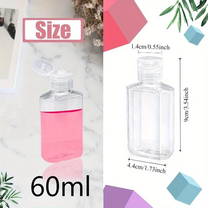 45 Reusable 2.03oz Plastic Refillable Bottles with Flip-Top Transparent Empty Hand Sanitizer Containers, Portable And Suitable for Shampoo, Shower Gel, Toner, And Lotion
