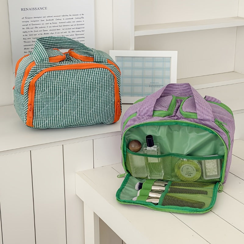 Bag in Bag, Storage Bag Classic Plaid Portable Storage Bag, Retro Niche Easy And High-Value Going Out Portable Large-Capacity Travel Toiletry Storage Bag