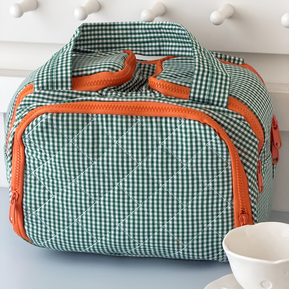 Bag in Bag, Storage Bag Classic Plaid Portable Storage Bag, Retro Niche Easy And High-Value Going Out Portable Large-Capacity Travel Toiletry Storage Bag