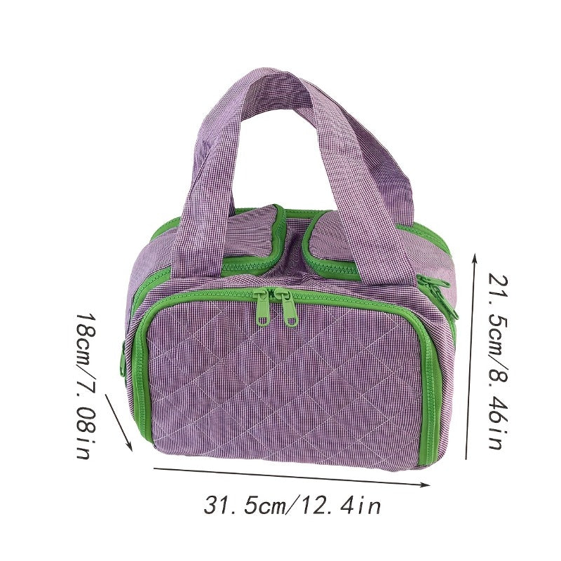 Bag in Bag, Storage Bag Classic Plaid Portable Storage Bag, Retro Niche Easy And High-Value Going Out Portable Large-Capacity Travel Toiletry Storage Bag