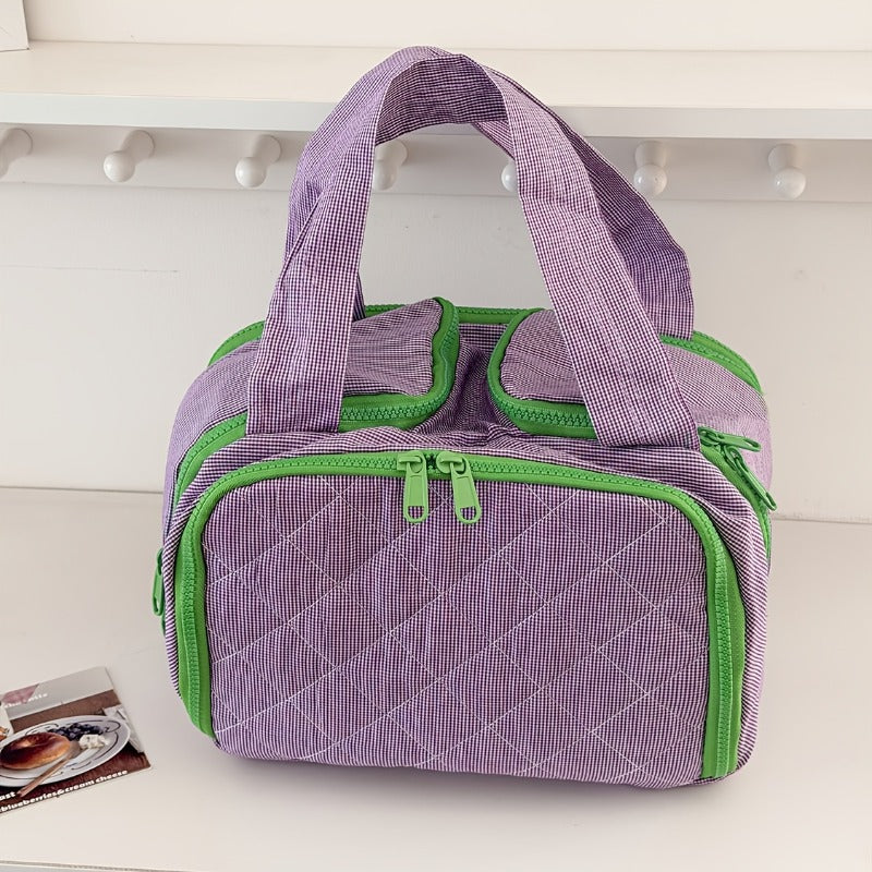 Bag in Bag, Storage Bag Classic Plaid Portable Storage Bag, Retro Niche Easy And High-Value Going Out Portable Large-Capacity Travel Toiletry Storage Bag