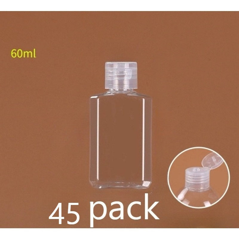 45 Reusable 2.03oz Plastic Refillable Bottles with Flip-Top Transparent Empty Hand Sanitizer Containers, Portable And Suitable for Shampoo, Shower Gel, Toner, And Lotion