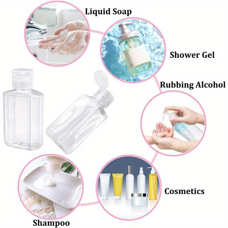 45 Reusable 2.03oz Plastic Refillable Bottles with Flip-Top Transparent Empty Hand Sanitizer Containers, Portable And Suitable for Shampoo, Shower Gel, Toner, And Lotion