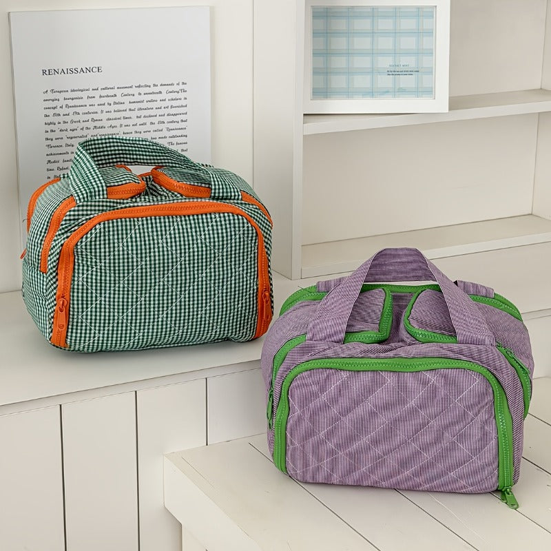 Bag in Bag, Storage Bag Classic Plaid Portable Storage Bag, Retro Niche Easy And High-Value Going Out Portable Large-Capacity Travel Toiletry Storage Bag