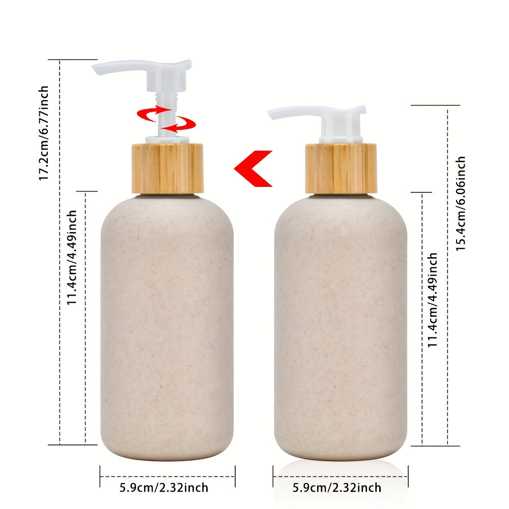 1 Box of 108pcs 250ml\u002F8.45oz Wheat Straw Squeeze Pump Bottles Wholesale • Leak-Proof Bamboo Lid Design • Plastic Empty Bottles for Cosmetics and Skincare • Travel Bottles • Bulk Discount